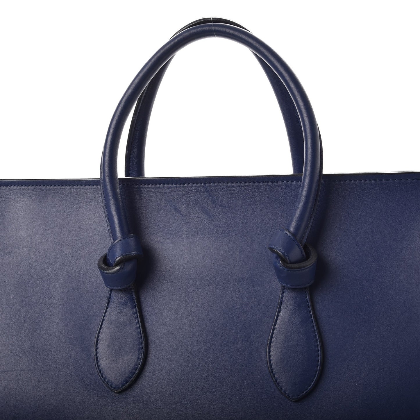 Smooth Calfskin Small Tie Knot Tote Dark Indigo