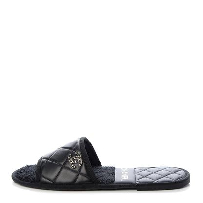 Chanel Lambskin Quilted CC Mules Sandals S Black 1 of 11