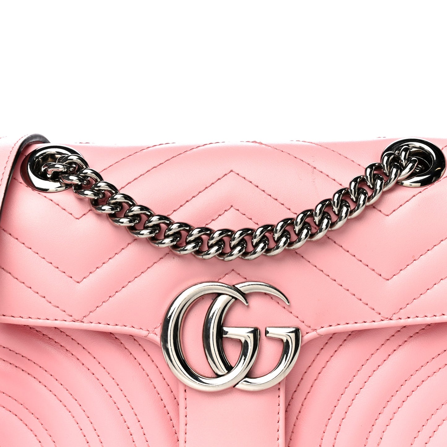 Calfskin Matelasse Mini GG Marmont Shoulder Bag Wild Rose