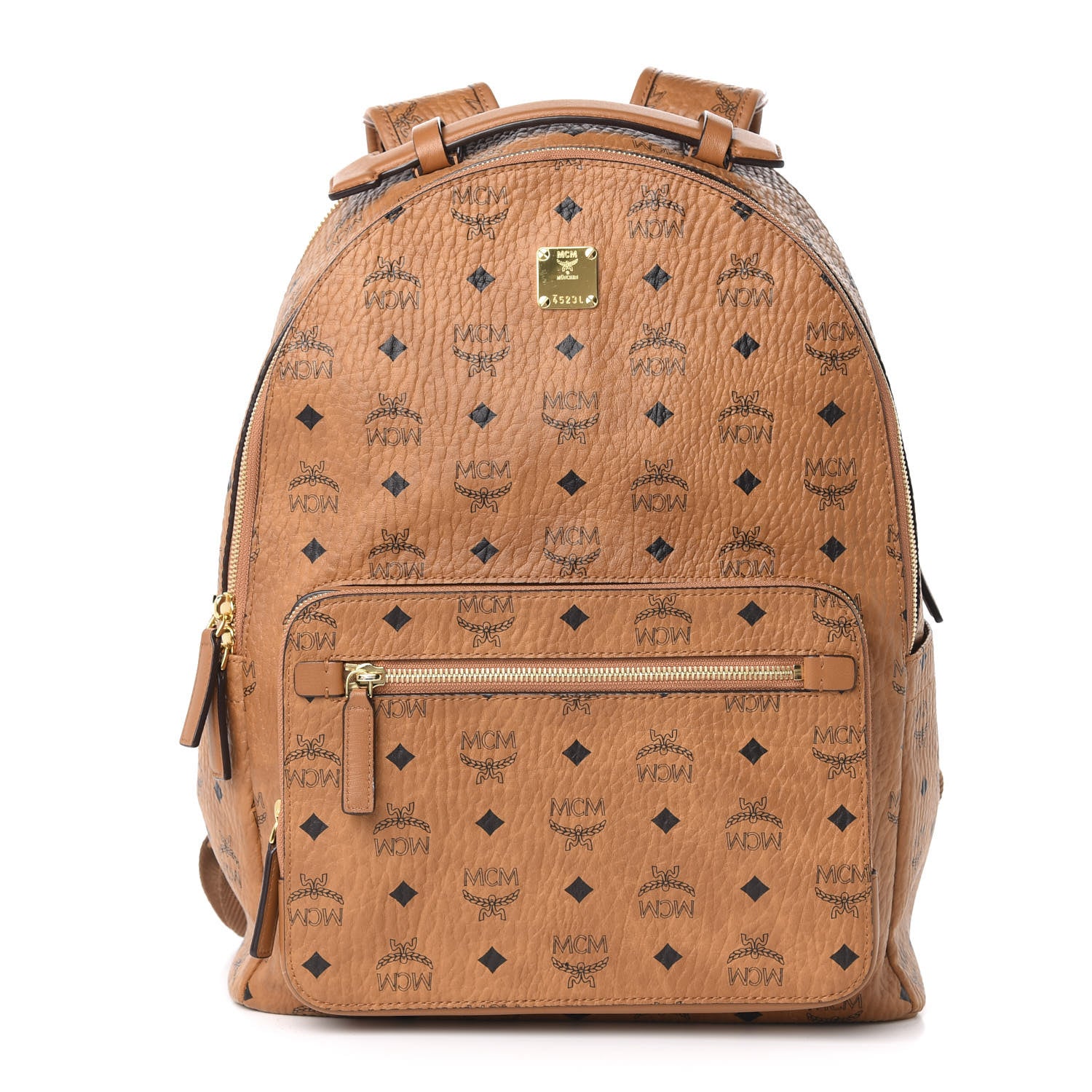 MCM Visetos Mens Medium Stark Backpack Cognac 1 of 7
