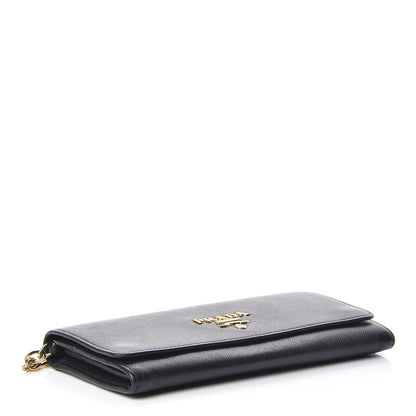 Prada Saffiano Bi-Color Wallet On Chain Black Fuoco 4 of 9