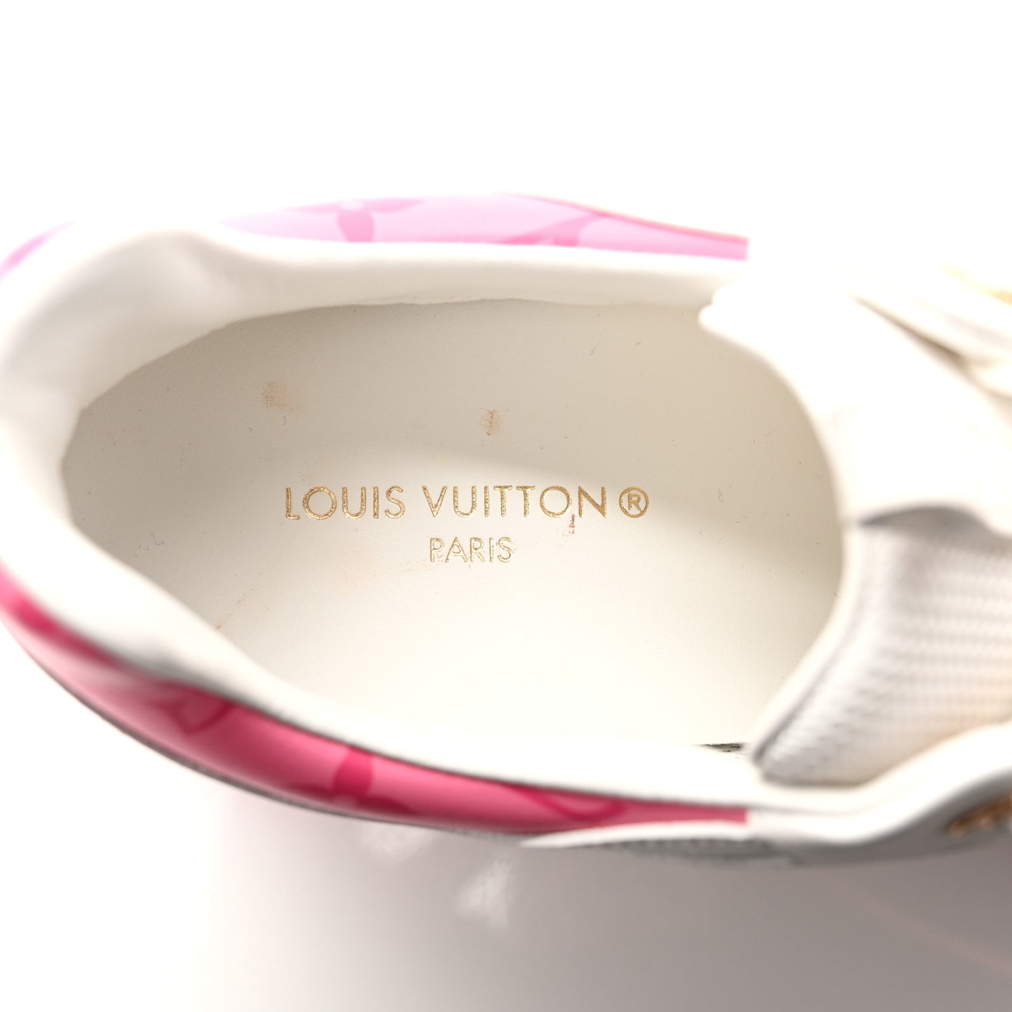 Calfskin Monogram Run Away Sneakers 38 White Pink
