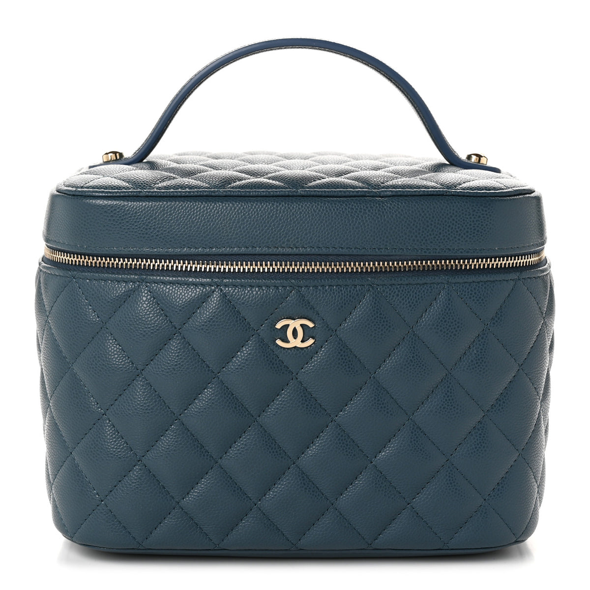 Chanel Caviar Quilted Large Vanity Pouch Blue 1 of 12
