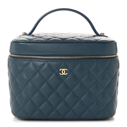 Chanel Caviar Quilted Large Vanity Pouch Blue 1 of 12
