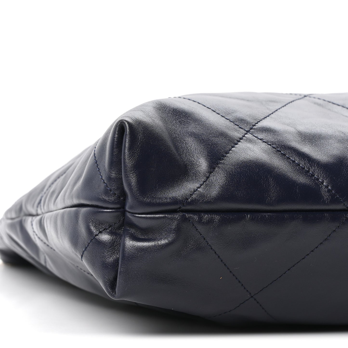 Shiny Calfskin Quilted Chanel 22 Navy Blue