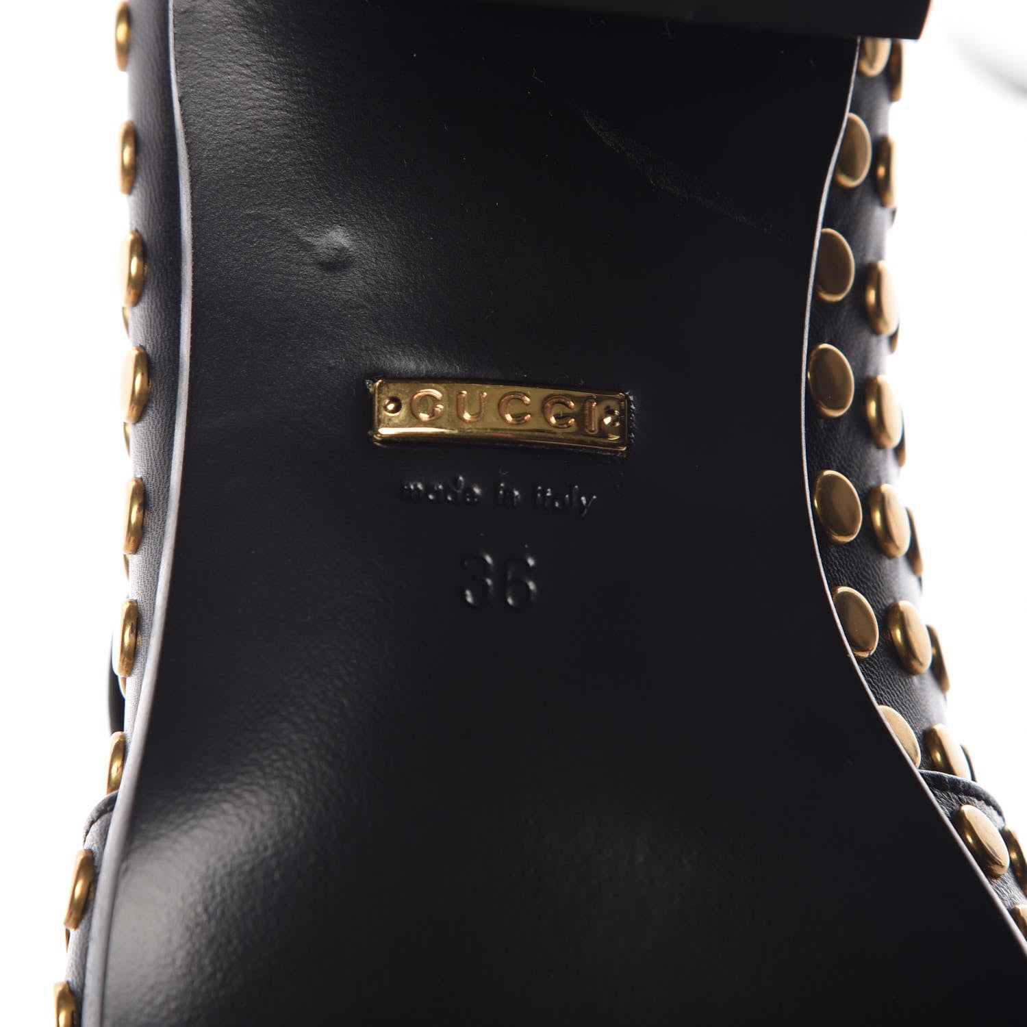 Gucci Malaga Kid Studded Polly Fringe 55mm Loafer Pumps 36 Black 6 of 9
