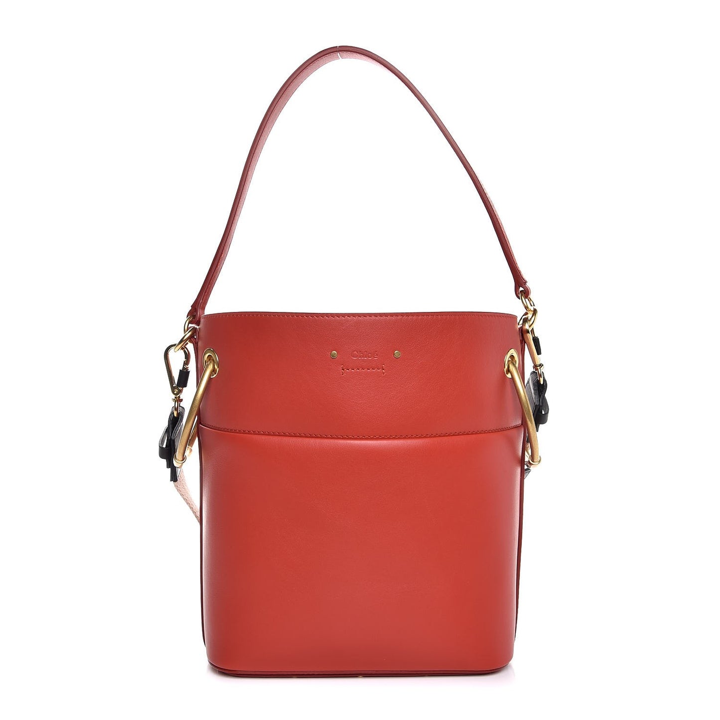 Smooth Calfskin Medium Roy Bucket Bag Earthy Red
