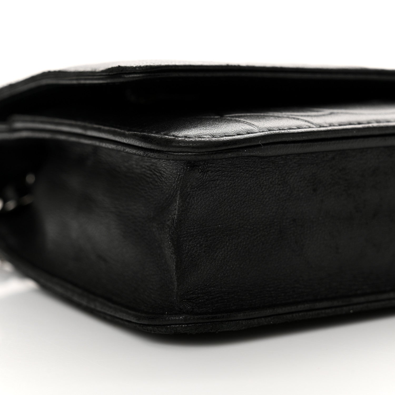Chanel Lambskin Camellia Embossed Wallet on Chain WOC Black 10 of 15