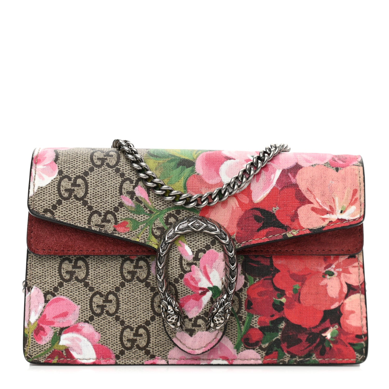 Gucci GG Supreme Monogram Blooms Super Mini Dionysus Shoulder Bag Beige Multicolor Dry Rose 1 of 9
