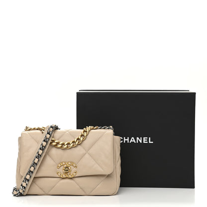 Chanel Lambskin Quilted Medium Chanel 19 Flap Beige 11 of 11