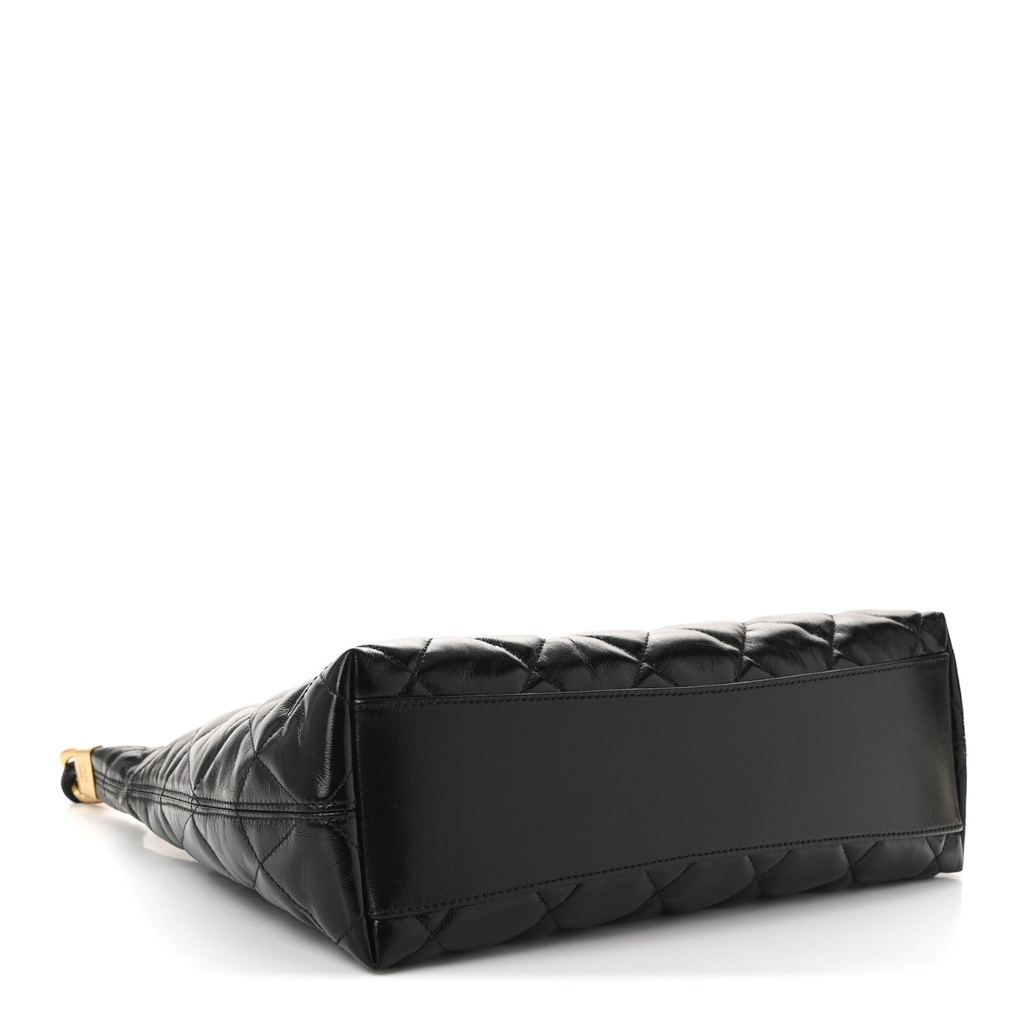 Shiny Crumpled Lambskin Quilted Medium CC Funky Town Hobo Black