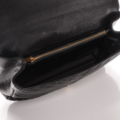 Saint Laurent Sheepskin Matelasse Chevron Monogram Large College Satchel Black 7 of 9