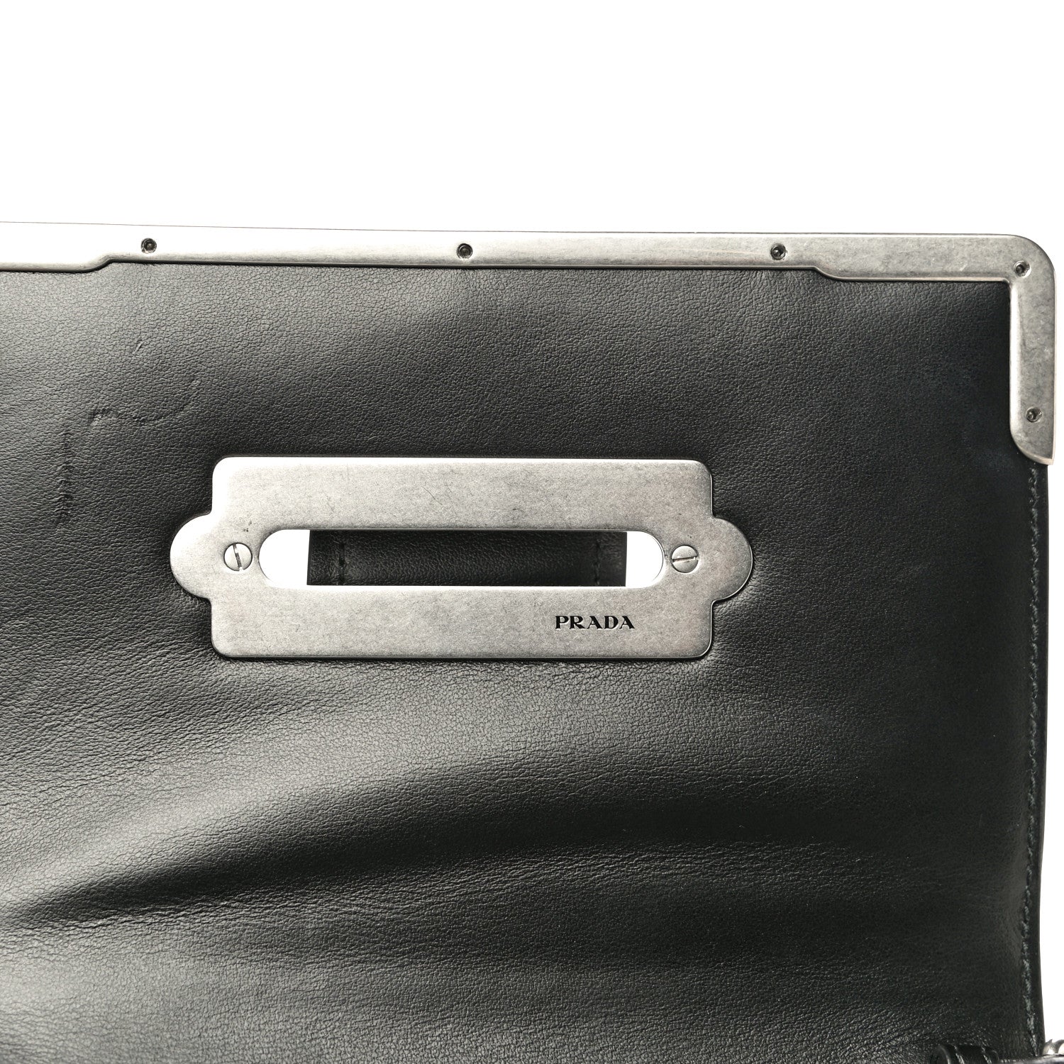 Prada City Calfskin Cahier Chain Wristlet Clutch Black 8 of 18