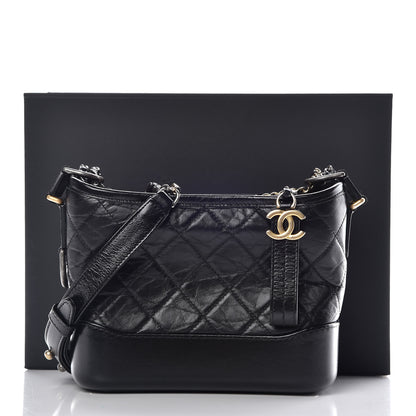 Chanel Aged Calfskin Quilted Small Gabrielle Hobo Black 10 of 10