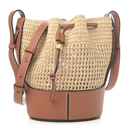 Loewe Raffia Calfskin Balloon Bucket Bag Natural Tan 1 of 4