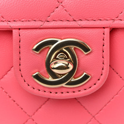 Chanel Lambskin Quilted CC In Love Heart Clutch With Chain Pink 12 of 13