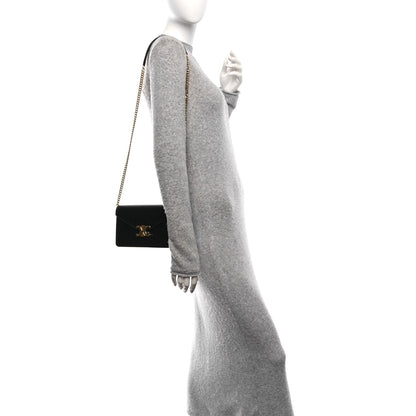Celine Shiny Calfskin Triomphe Margo Wallet on Chain Black 2 of 11