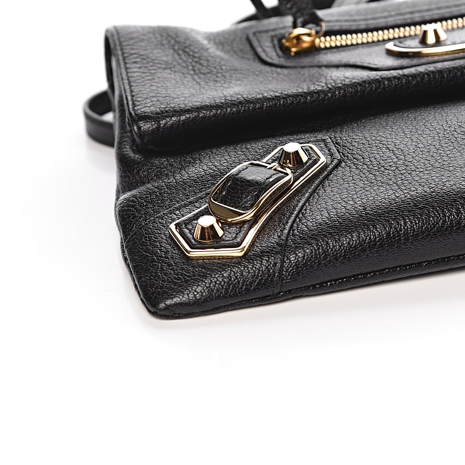 Balenciaga Chevre Gold Metallic Edge Hardware Envelope Clutch Black 8 of 10