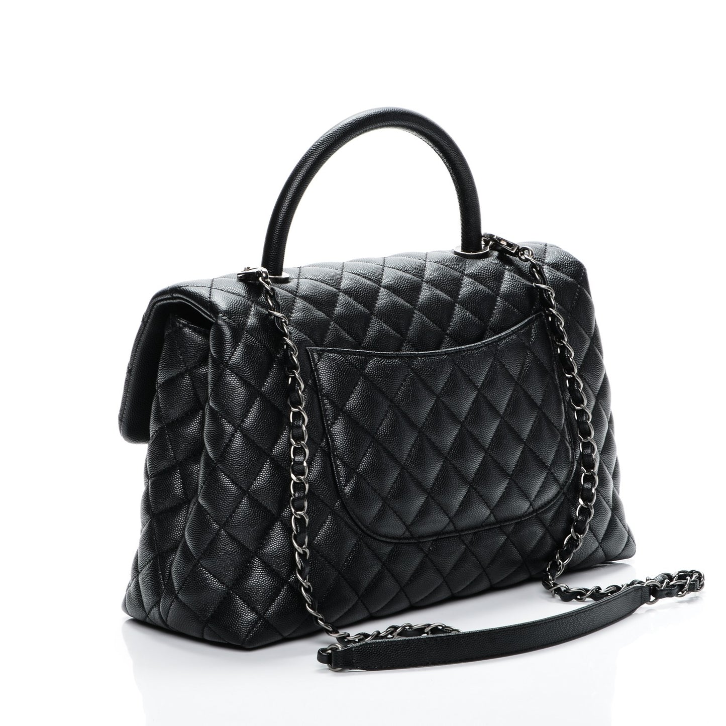 Caviar Quilted Medium Coco Handle Flap Black