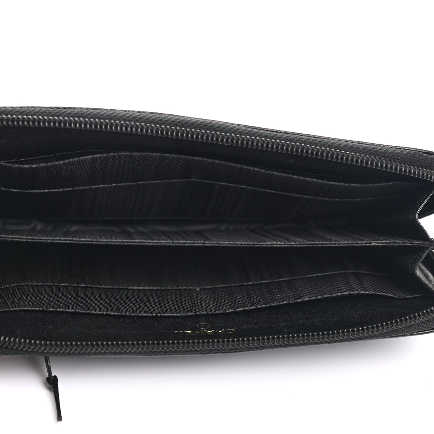 Caviar Large Timeless CC Zip Around Wallet Black