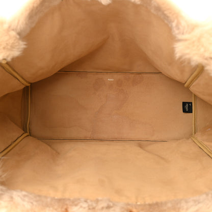 Fendi Fox Fur Sheepskin Elaphe Plexiglass FF Embossed XL Fendi Sunshine Shopper Tote Natural 5 of 11