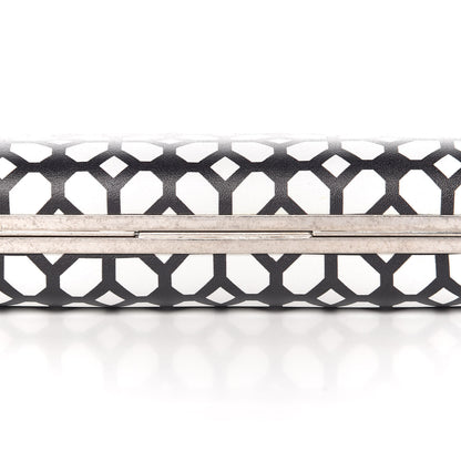 Alexander McQueen Calfskin Classic Grid Skull Knuckle Box Clutch Black White 9 of 11
