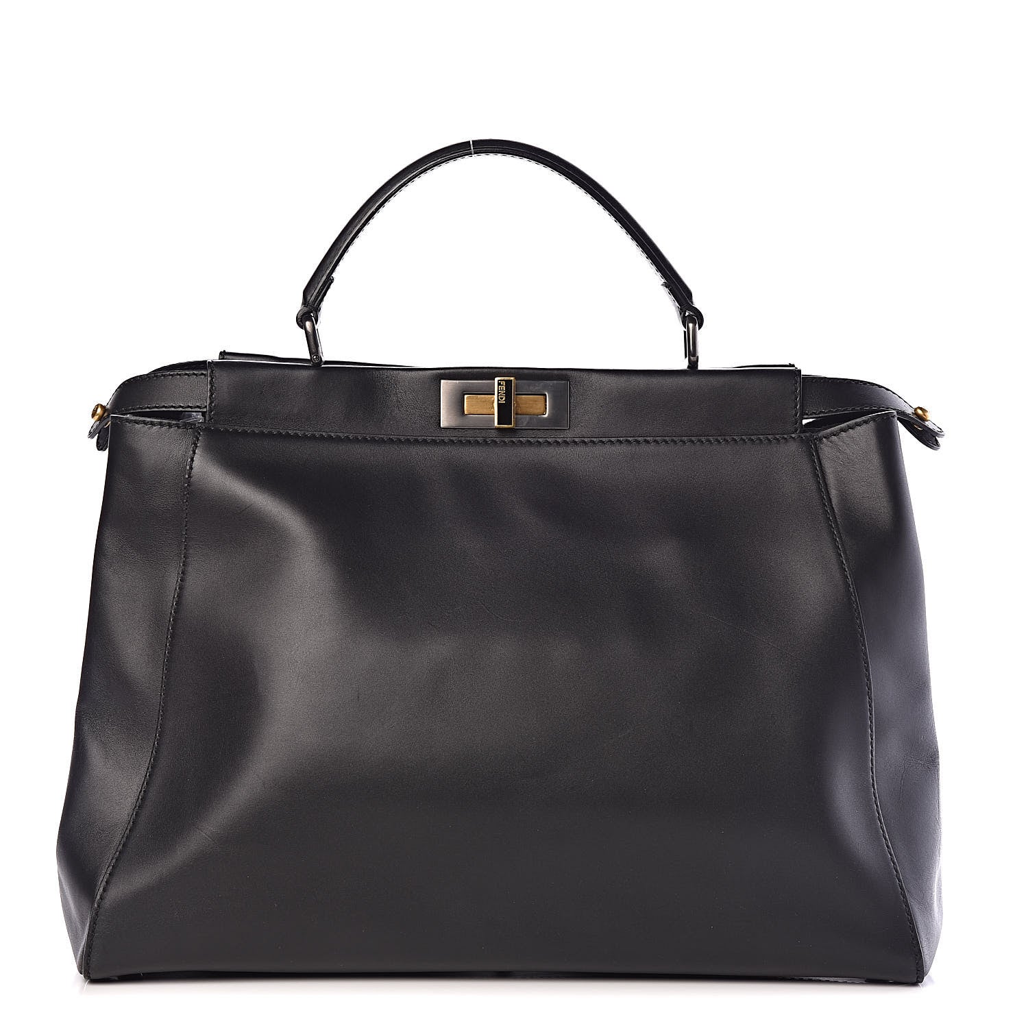 Fendi Vitello Suede Large Peekaboo Iconic Satchel Black 1 of 10