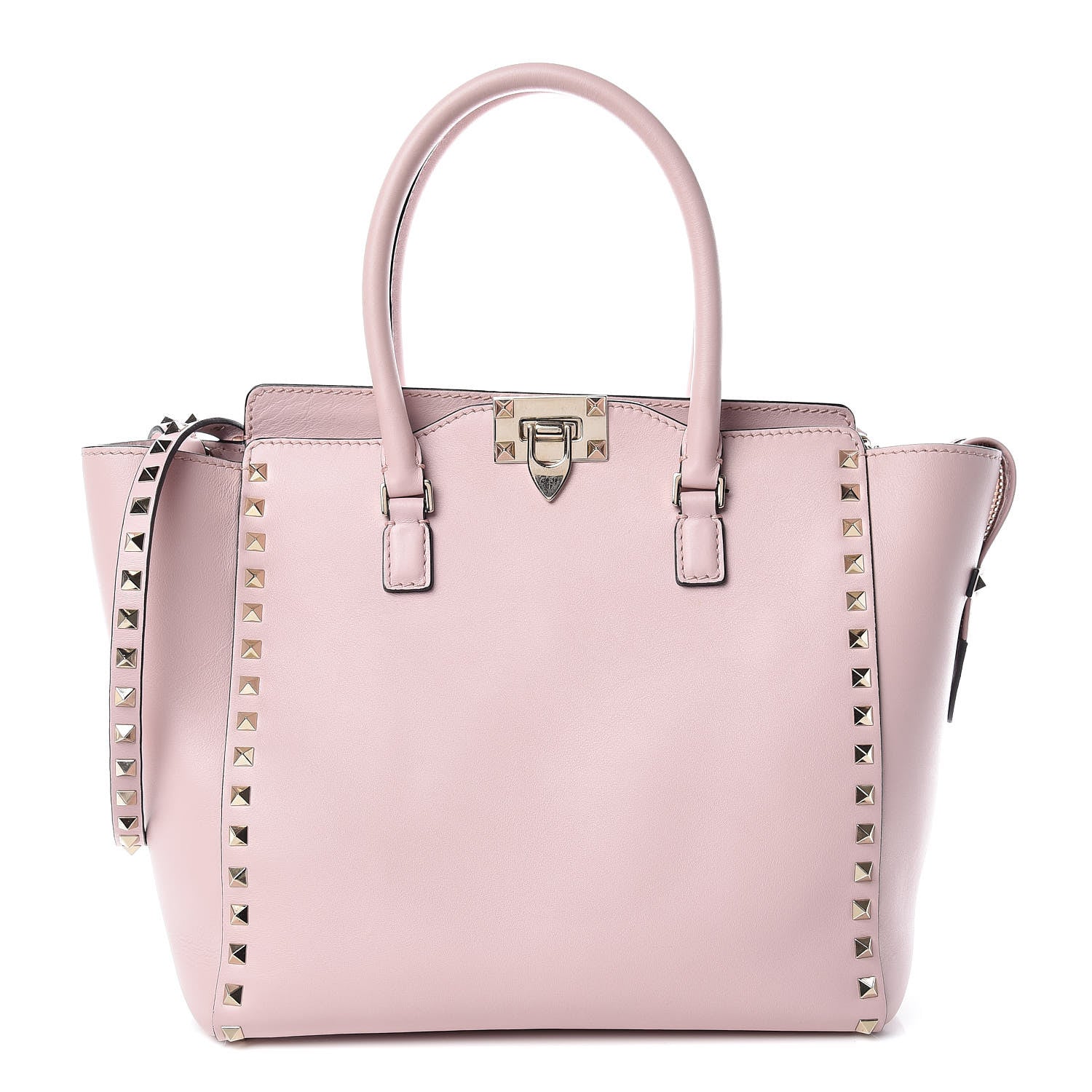 Valentino Garavani Vitello Rockstud Double Handle Tote Water Rose 1 of 13
