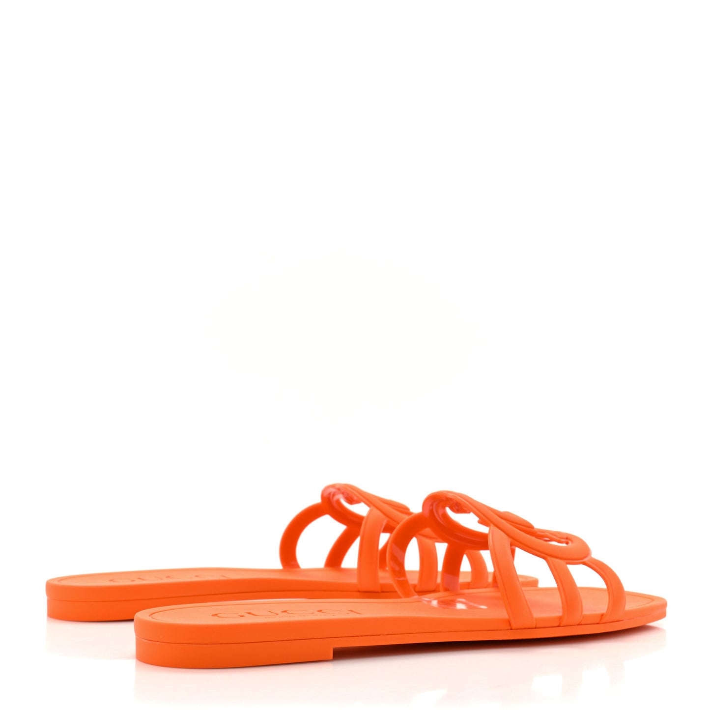 Rubber Interlocking G Womens Slide Sandals 38 Persimmon Orange