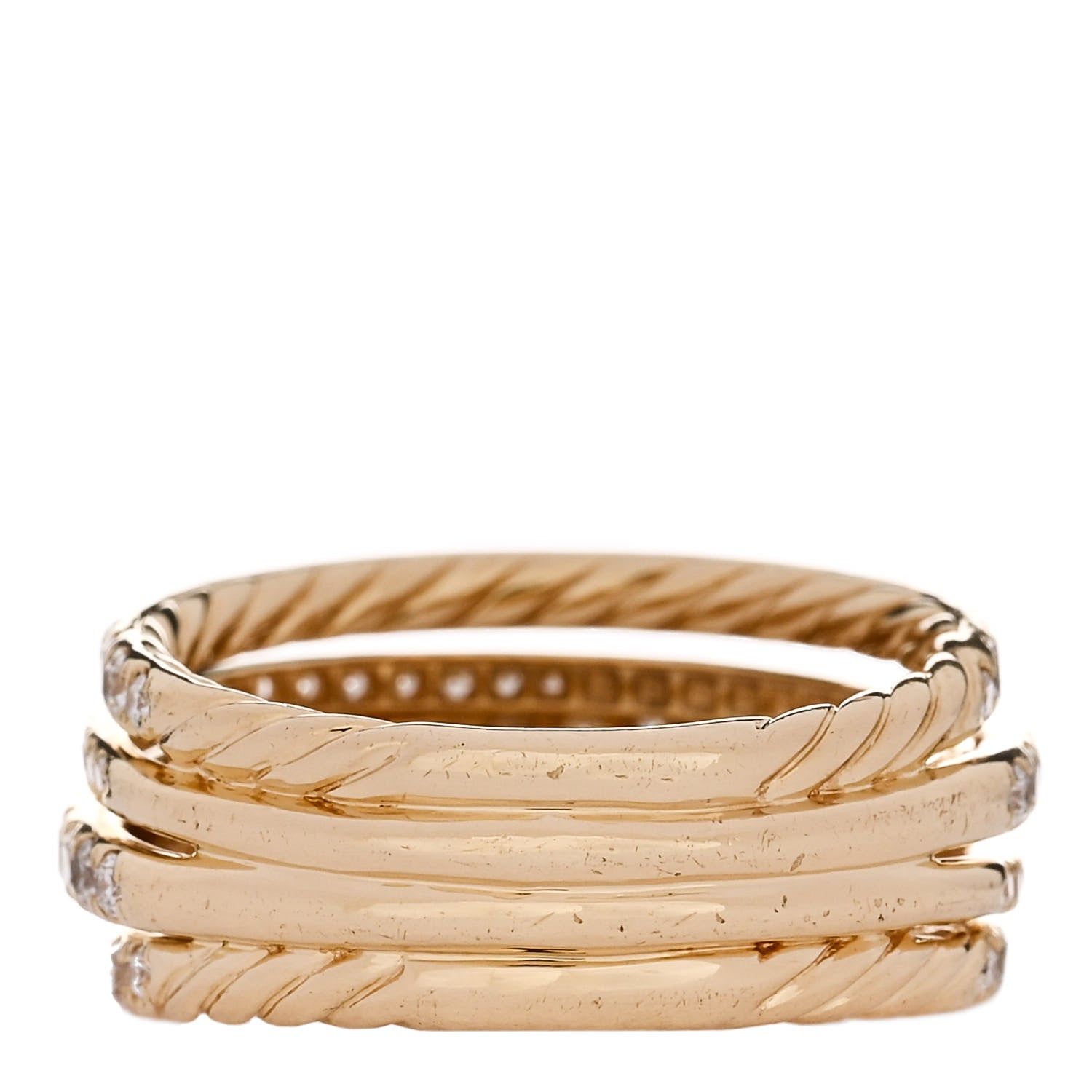 David Yurman 18K Yellow Gold Diamond Crossover 5-Row Ring 54 7 3 of 4
