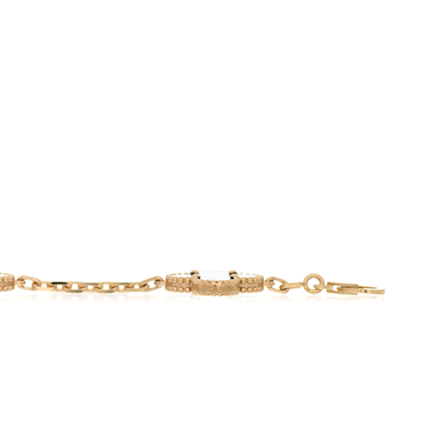 18K Yellow Gold Malachite 5 Motifs Vintage Alhambra Bracelet