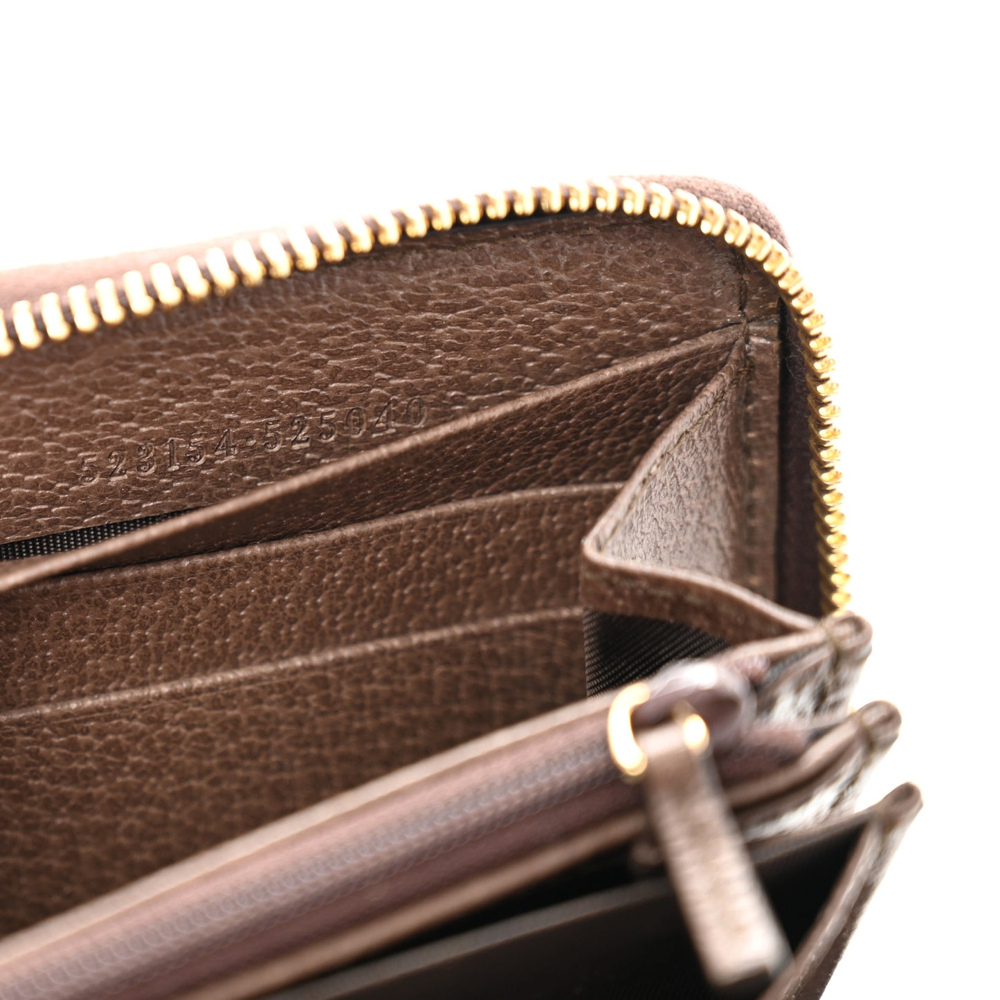 GG Supreme Monogram Web Ophidia Zip Around Wallet Brown