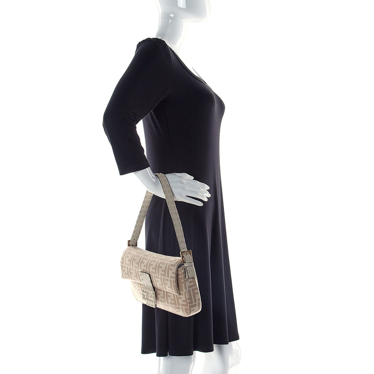 Fendi Wool Cuoio Romano Selleria FF 1974 Baguette 1997 Beige Cammello Camelia 2 of 11