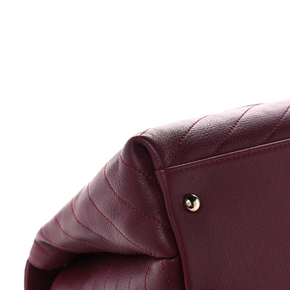 Chanel Grained Calfskin Stitched Chevron Medium Chic Top Handle Flap Red 12 of 13
