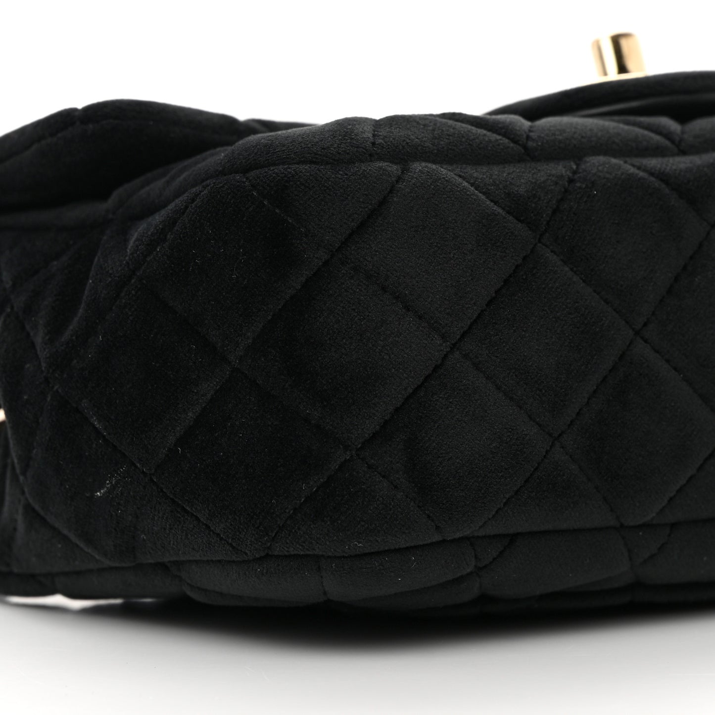 Velvet Quilted Mini Rectangular Pearl Crush Flap Black