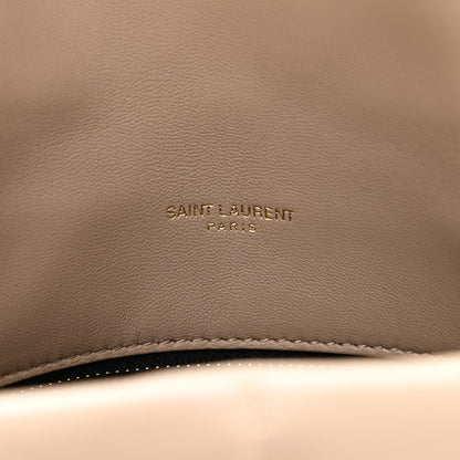 Saint Laurent Lambskin Quilted Small Loulou Puffer Monogram Chain Satchel Dark Beige 6 of 11