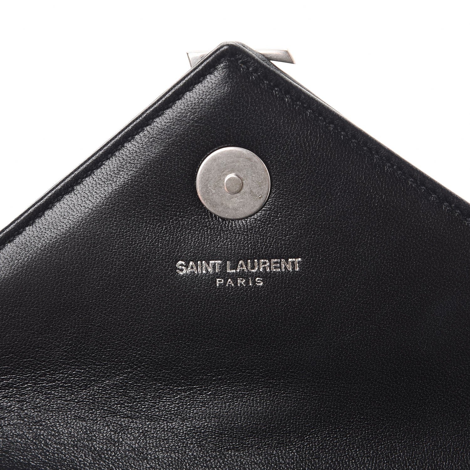 Saint Laurent Grained Calfskin Matelasse Chevron Monogram Classic Baby Chain Bag Black 7 of 8