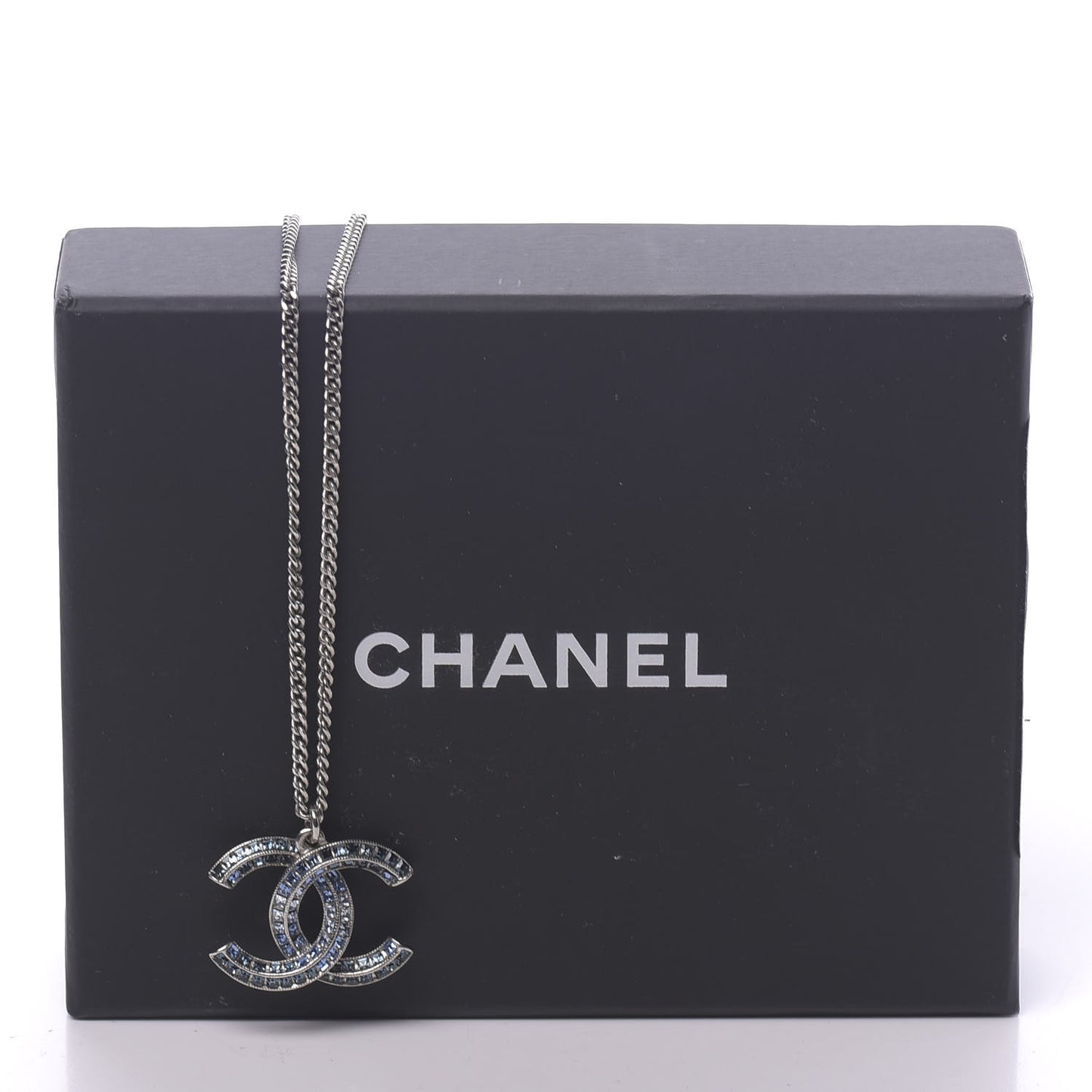 Crystal Baguette CC Necklace Blue