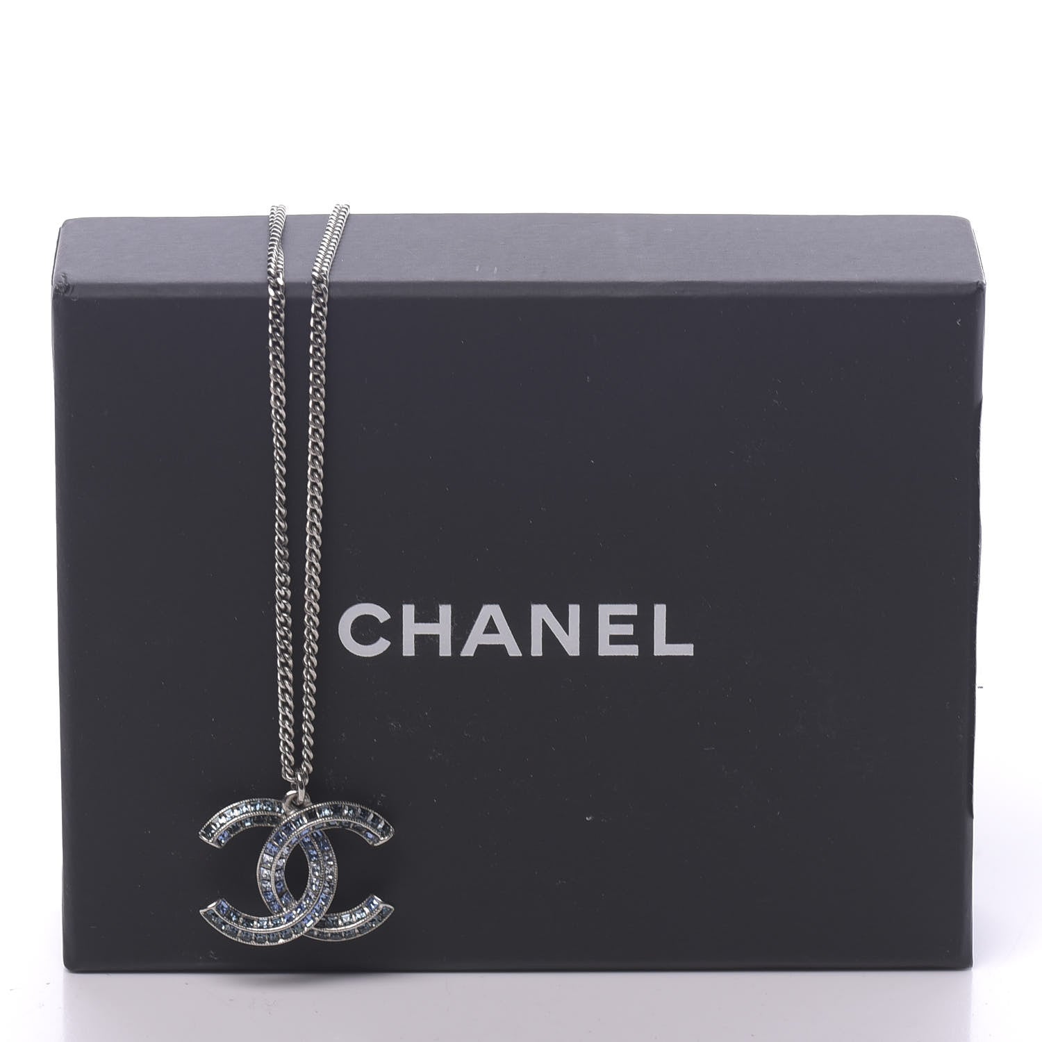 Chanel Crystal Baguette CC Necklace Blue 6 of 6