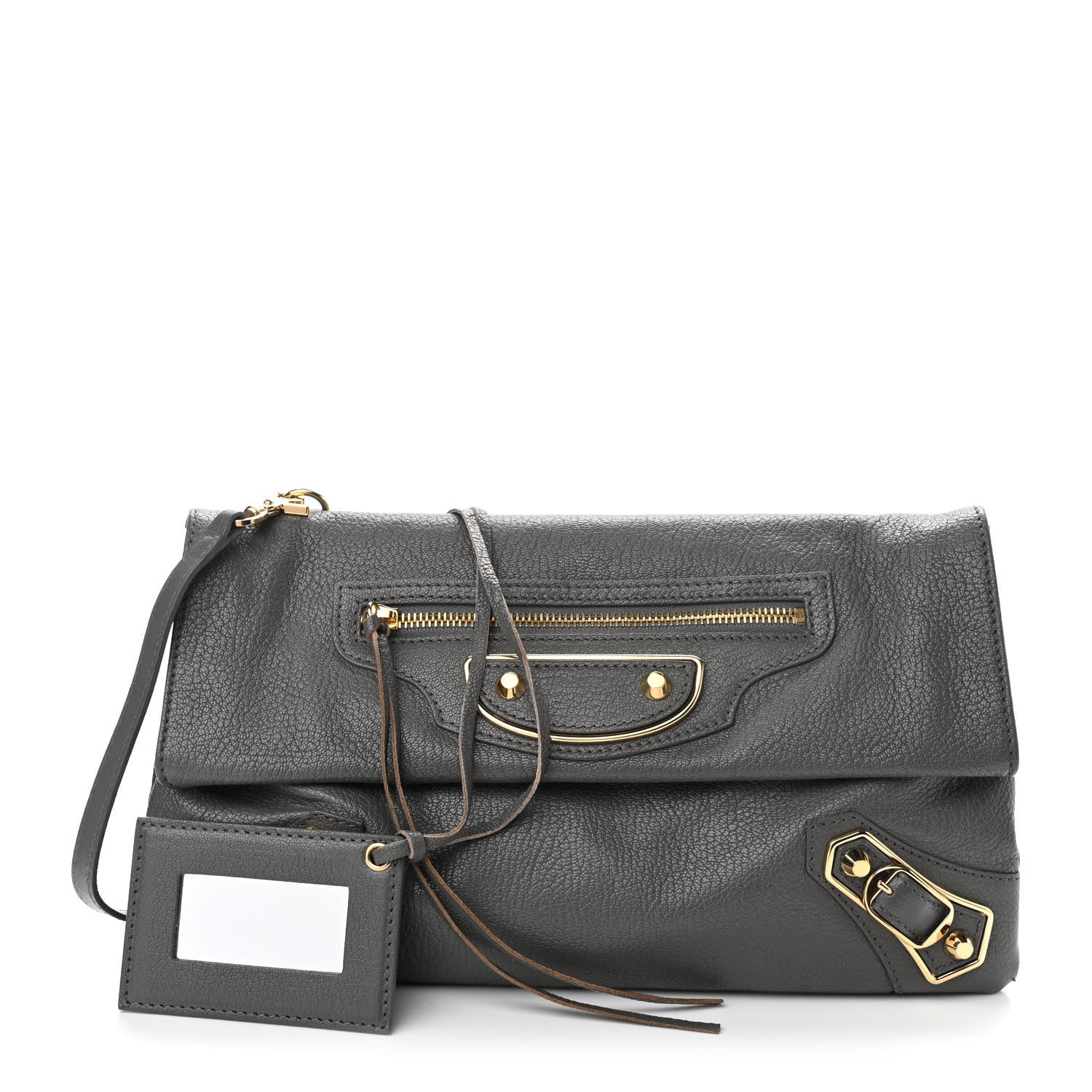 Balenciaga Chevre Gold Metallic Edge Hardware Envelope Clutch Gris Acier 1 of 11