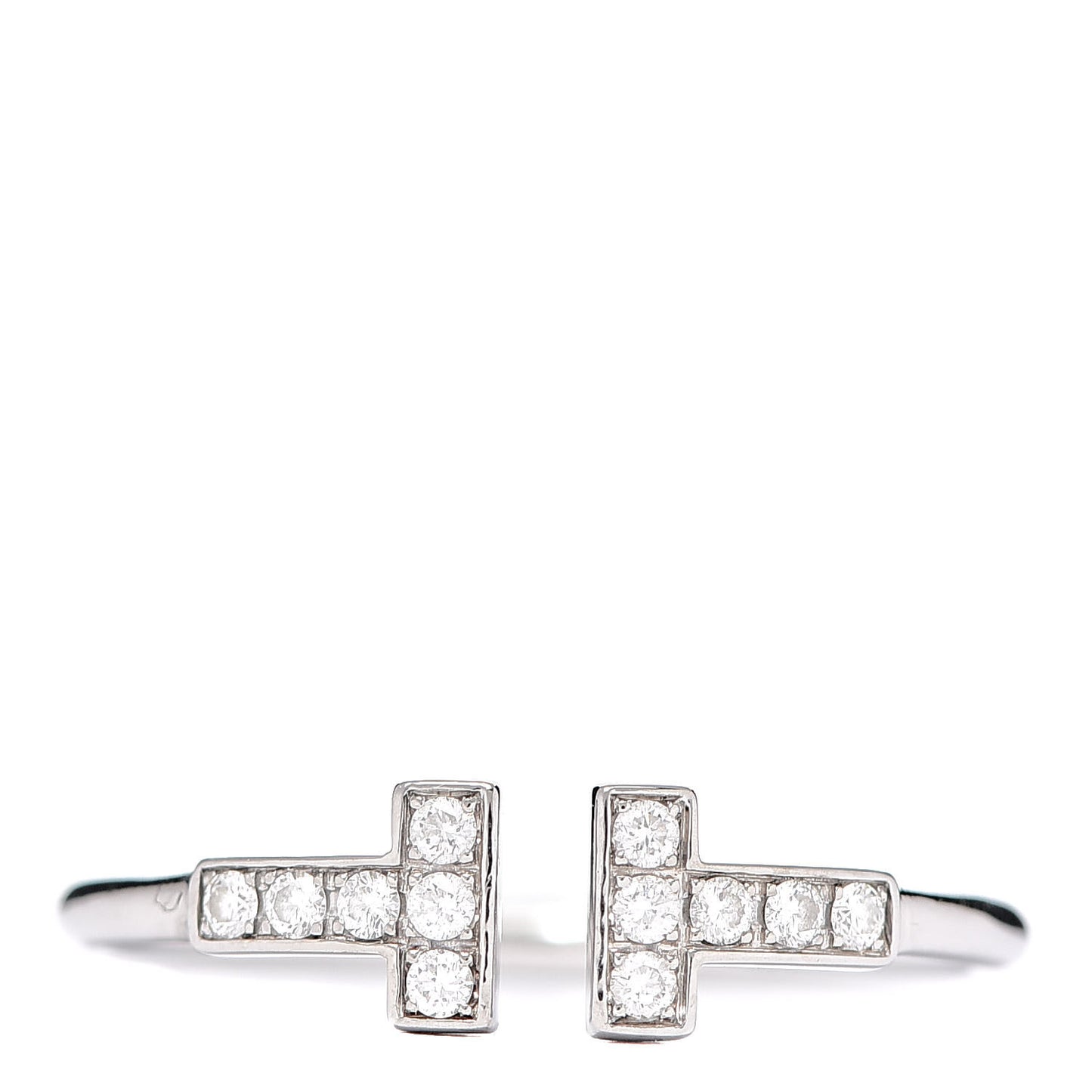 18K White Gold Diamond T Wire Ring 57 8
