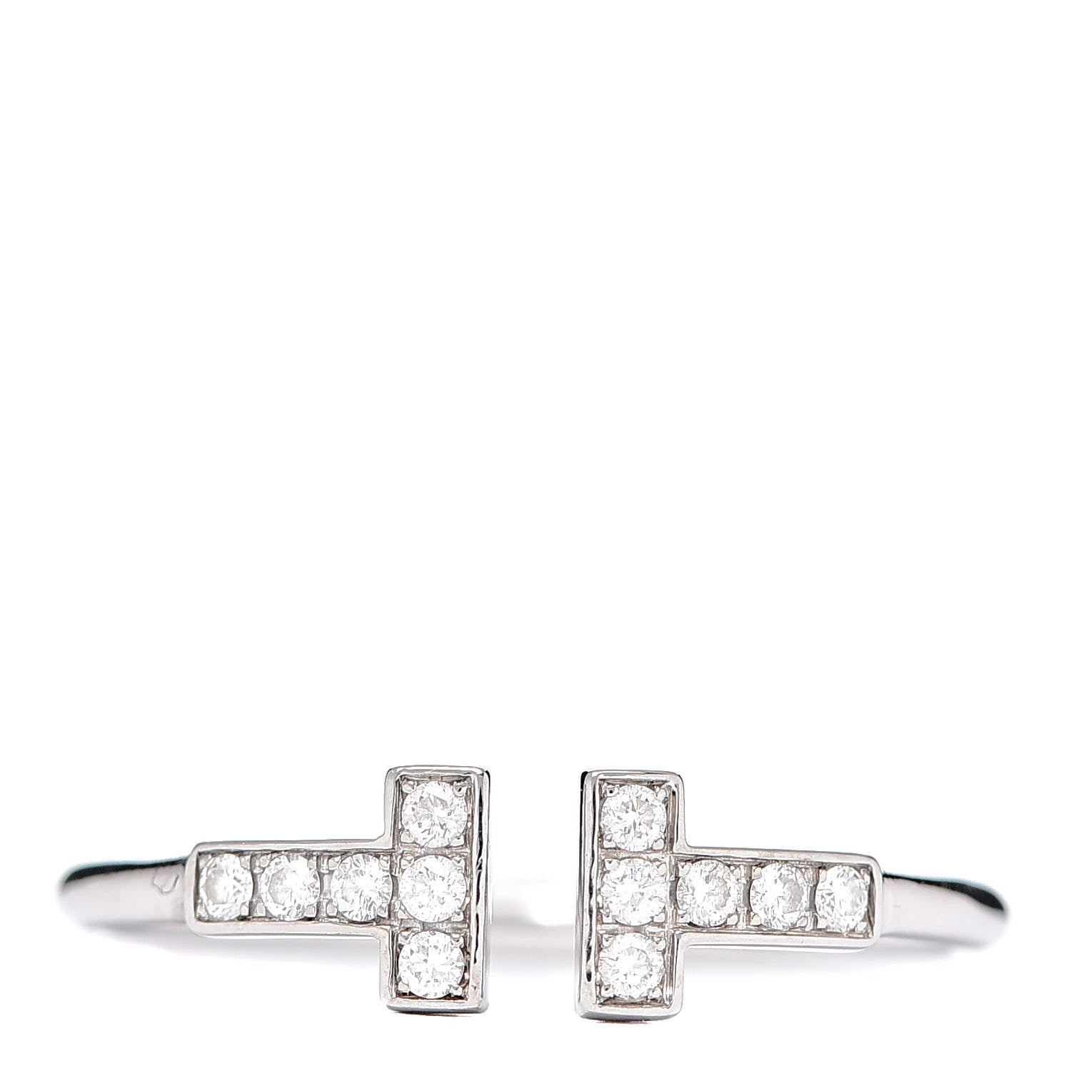 Tiffany 18K White Gold Diamond T Wire Ring 57 8 1 of 5
