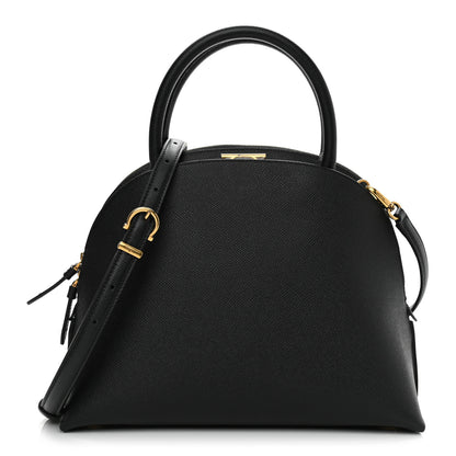 Salvatore Ferragamo Hammered Calfskin Medium Gancini Top Handle Bag Black 1 of 10