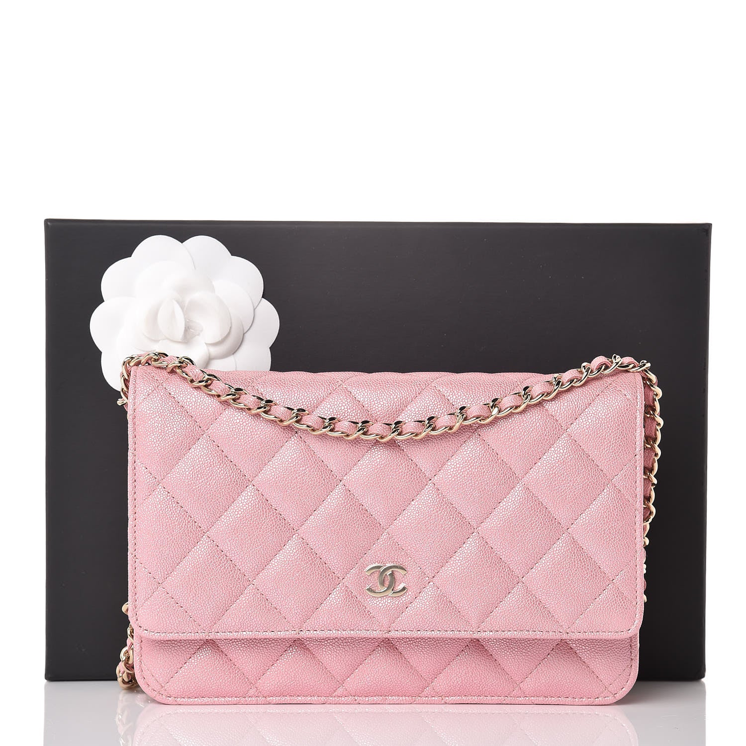 Chanel Iridescent Caviar Quilted Wallet on Chain WOC Rose Pink 11 of 11
