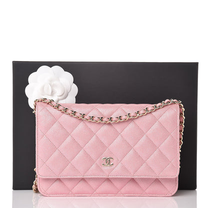 Chanel Iridescent Caviar Quilted Wallet on Chain WOC Rose Pink 11 of 11