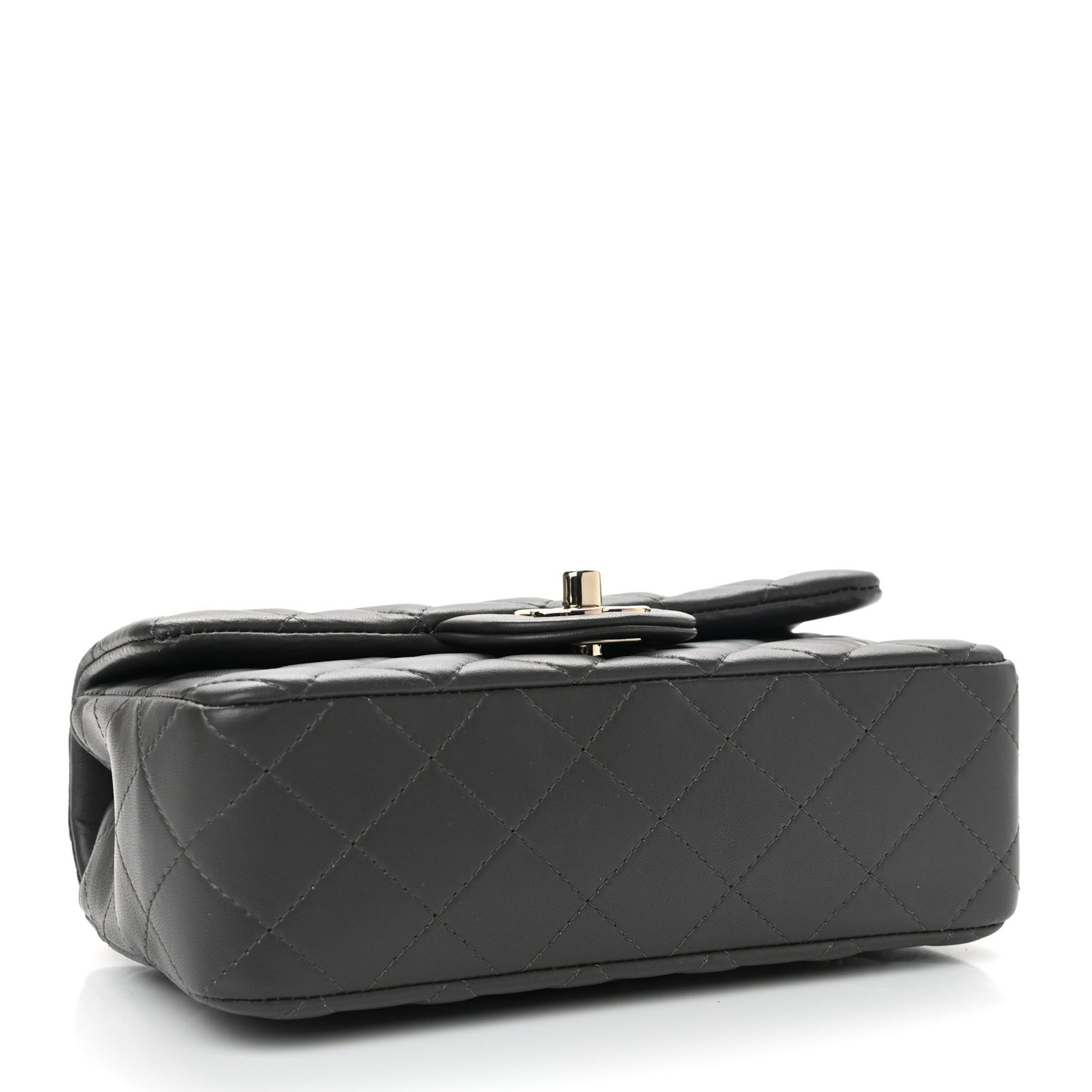 Lambskin Quilted Mini Rectangular Flap Dark Grey