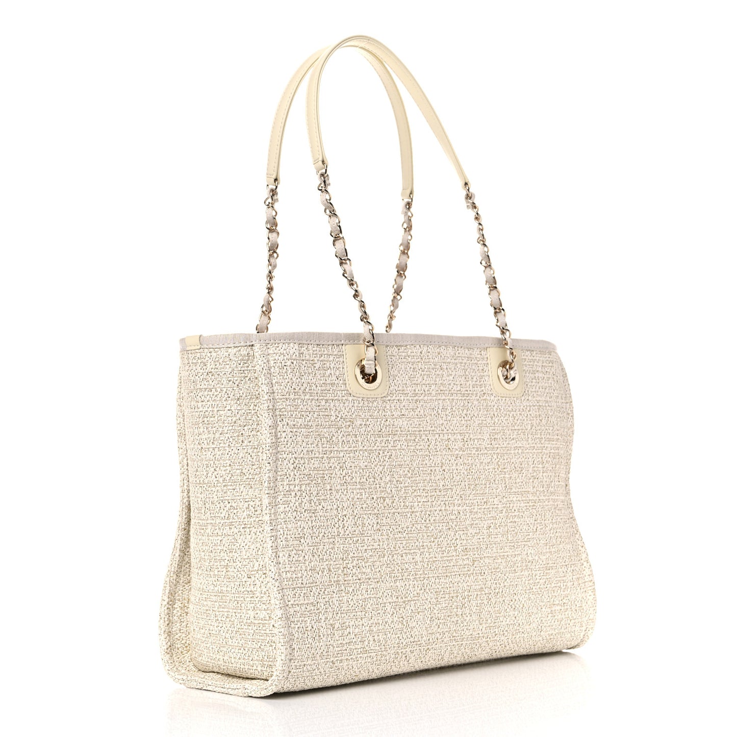 Lurex Boucle Small Deauville Tote Ivory