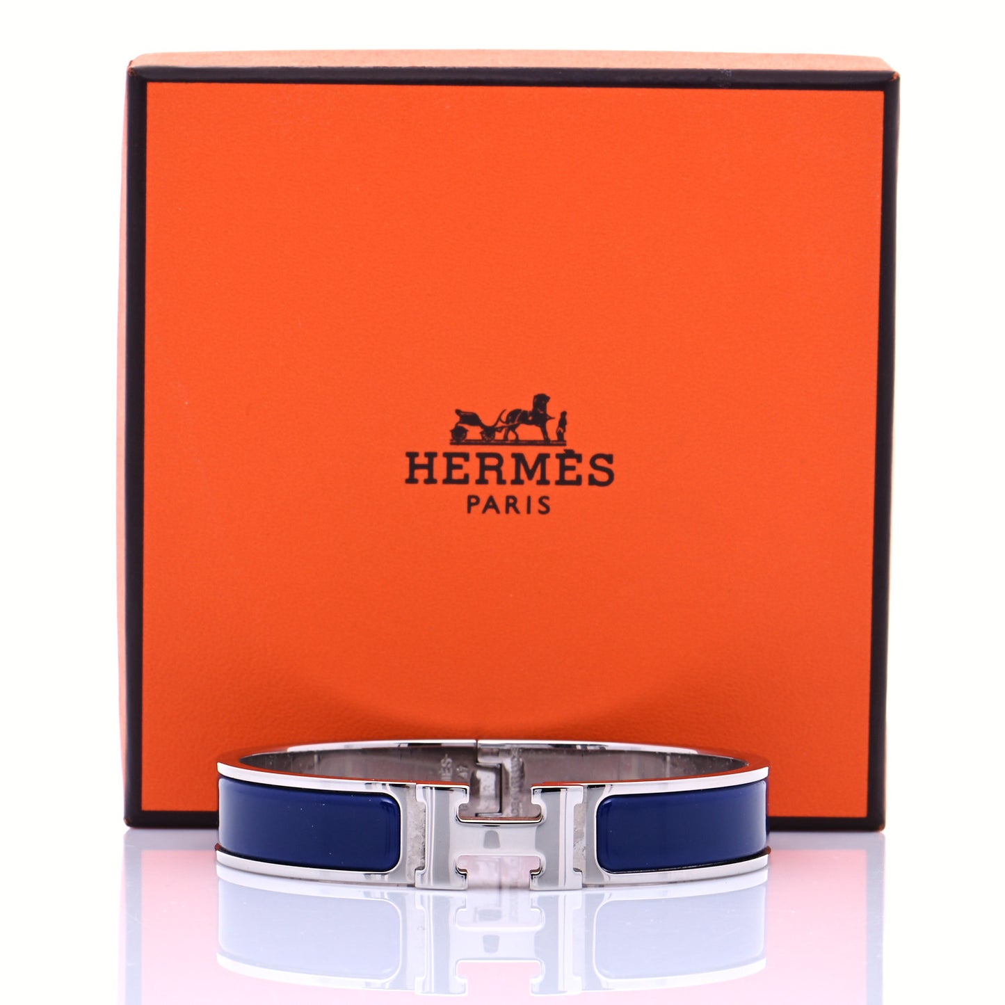 Enamel Narrow Clic Clac H Bracelet GM Indigo