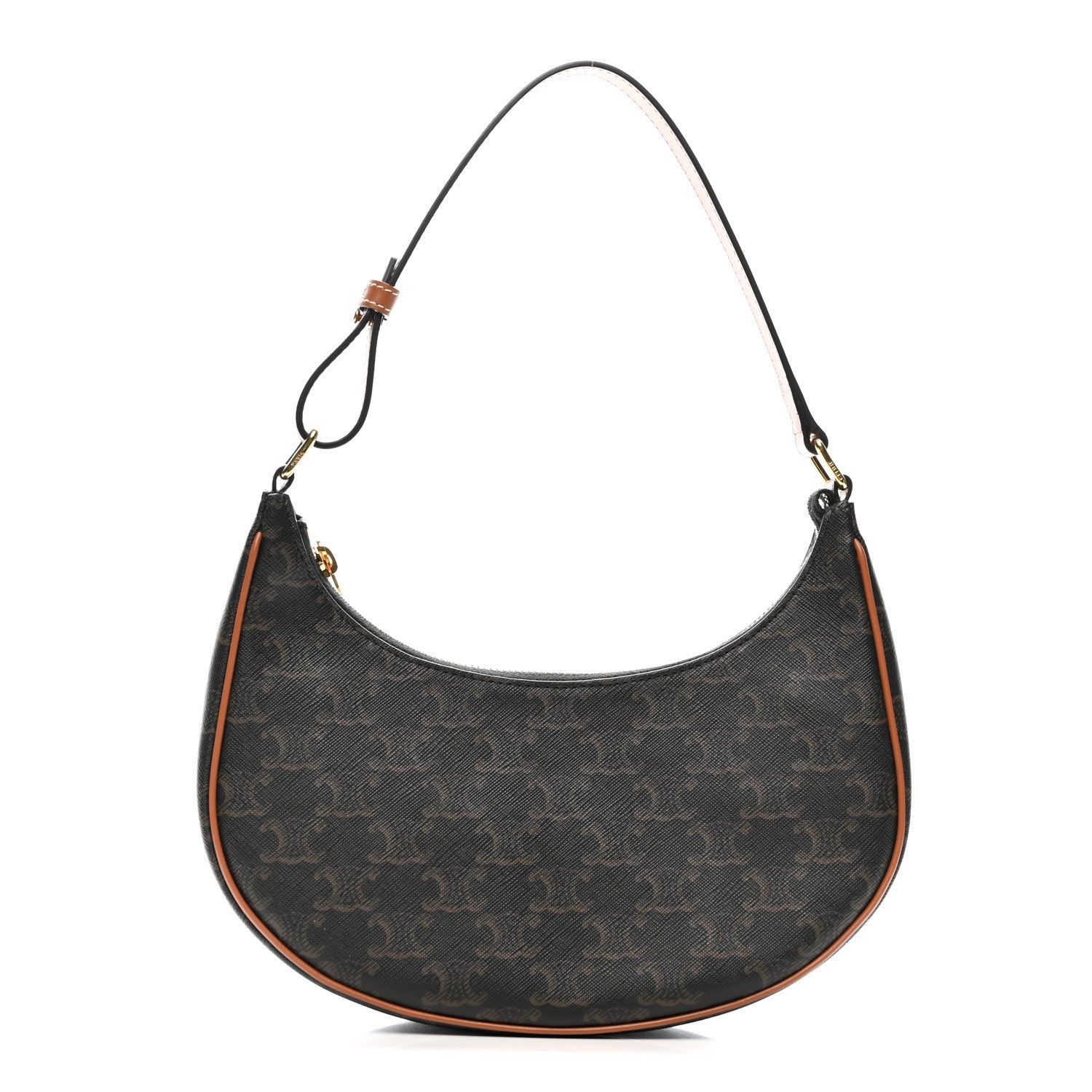 Celine Triomphe Canvas Calfskin Ava Shoulder Bag Tan 1 of 12