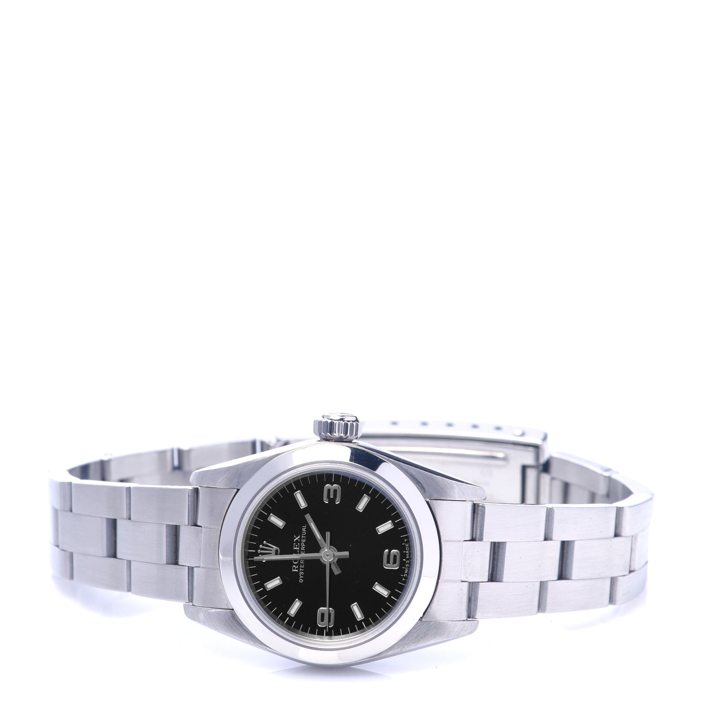 Stainless Steel 24mm Oyster Perpetual Watch Black 67180